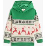 Koton Kız Çocuk Kapüşonlu Sweatshirt Baskılı Dokuma Detaylı Yeşil Renkli Uzun Kol - 4 - 5 Yaş