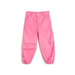 Koton Kız Çocuk Normal Bel Cep Detaylı Kumaş Detaylı Paçası Lastikli Pantolon, Pembe, 4/5 Yaş