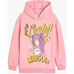 Koton Kız Çocuk Oversize Kapşonlu Sweatshirt Anime Baskılı Uzun Kollu - Pembe - 13 - 14 Yaş