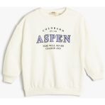 Koton Kız Çocuk Pamuklu Sweatshirt Ekru Renk Truvakar Kol Aspen Baskılı Orta Kalınlık - 6 - 7 Yaş