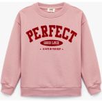 Koton Kız Çocuk Pembe Pamuklu Uzun Kollu Bisiklet Yaka Baskılı Sweatshirt Oversize Tasarım - 11 - 12 Yaş