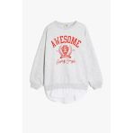 Koton Kız Çocuk Slogan Baskılı Bisiklet Yaka Uzun Kollu Oversize Sweatshirt