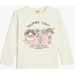 Koton Kız Çocuk Sweat Bej Grafik Desenli Truvakar Kol Günlük Kullanım İçin - Ekru - 18 - 24 Ay