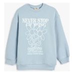 Koton Kız Çocuk Sweatshirt Çiçek Baskılı Uzun Kollu Bisiklet Yaka - Mavi - 7 - 8 Yaş