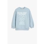 Koton Kız Çocuk Sweatshirt Çiçek Baskılı Uzun Kollu Bisiklet Yaka