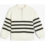 Koton Kız Çocuk Sweatshirt Siyah Dik Yaka Yarım Fermuarlı Pamuklu Baskı Detaylı - 6 - 7 Yaş