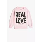 Koton Kız Çocuk Sweatshirt Slogan Baskılı Uzun Kollu Şardonlu