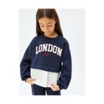 Koton Kız Çocuk Uzun Kol Lacivert Sweatshirt Regular Fit Cepsiz Orta Kalınlık - 11 - 12 Yaş