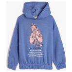 Koton Kız Çocuk Uzun Kollu Bisiklet Yaka Baskı Detaylı Sweatshirt - 5 - 6 Yaş - Mavi