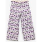 Koton Kız Çocuk Viskon Beli Bağcıklı Desenli Düz Paça Pantolon Mor Polyester Karışımlı - 6 - 7 Yaş - Regular