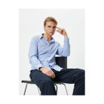 Koton Klasik Gömlek Slim Fit Yarım Italyan Yaka Düğmeli Uzun Kollu - Mavi