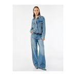 Koton Klasik Yaka Düğmeli Cepli Taşlı Denim Açık İndigo Kadın Ceket 6Wal50005Md