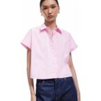 Koton Klasik Yaka Kolsuz Pamuklu Poplin Gömlek - Pembe - 40