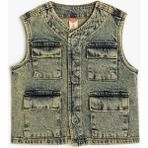Koton Kolsuz Biker Kot Yelek Erkek Çocuk İçin Lacivert Kapaklı Cepli Model - 3 - 4 Yaş
