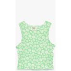 Koton Kolsuz Bisiklet Yaka Çiçekli Crop Bluz - Yeşil - 6 - 7 Yaş