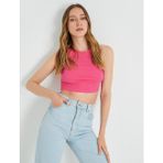 Koton Koton Basic Crop Atlet Halter Yaka Pamuklu - XL - Fuşya
