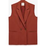 Koton Koton x Melis Ağazat - Viskon Kumaş Cepli Kolsuz Kruvaze Blazer Ceket Yelek - 40 - Kahve