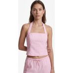 Koton Koton x Sibil Çetinkaya - Pamuklu Slim Fit Arkadan Bağlama Detaylı Çizgili Halter Yaka Korse Büstiyer - Pembe - 38
