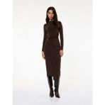 Koton Koton x Sibil Çetinkaya - Uzun Kollu Dik Yaka Metal Aksesuarlı Slim Fit Maxi Elbise - Kahve