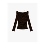 Koton Koyun Yünü Karışımlı Slim Fit Uzun Kollu Kruvaze Degaje Yaka Açık Omuz Bluz