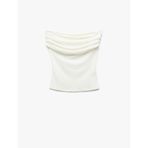 Koton Krep Kumaş Drape Detaylı Straplez Bluz Kırık Beyaz 5sak10045uk Ekru