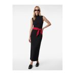 Koton Krep Scuba Kumaş Dik Yaka Kolsuz Slim Fit Midi Elbise
