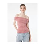 Koton Krep Scuba Kumaş Slim Fit Drapeli Straplez Bluz