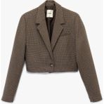 Koton Kruvaze Uzun Kollu Düğmeli Crop Blazer Ceket - Kahve - 44