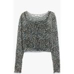 Koton Leopar Desenli Uzun Kollu Bisiklet Yaka Crop Bluz - Ekru - 5 - 6 Yaş