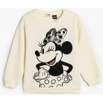 Koton Lisanslı Minnie Mouse Ekru Sweatshirt Kız Çocuk İçin Pullu Payetli Uzun Kollu Tasarım - 9 - 10 Yaş