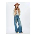 Koton Loose Straight Fit Çift Bel Detaylı Indigo Kadın Jean Pantolon 5wal40083md
