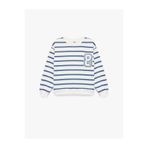 Koton Mavi Çizgili Beyaz Kız Çocuk Sweatshirt 6Wkg10070Ak