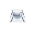 Koton Mavi Çizgili Beyaz Kız Çocuk Sweatshirt, 7-8 Yaş, 6WKG10070AK, MAVİ ÇİZGİLİ, kız-çocuk
