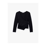 Koton Metal Aksesuarlı Uzun Kollu Slim Fit Bürümcük Kruvaze Yaka Bluz