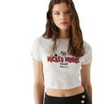 Koton Mickey Mouse Tişört Crop Bisiklet Yaka Kısa Kollu Baskılı
