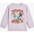 Koton Mickey Mouse ve Daisy Duck Sweatshirt Lisanslı Uzun Kollu Bisiklet Yaka Şardonlu - 6 - 7 Yaş - Mor