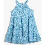 Koton Midi Elbise Çiçekli Halter Yaka Kolsuz Katlı - 6 - 7 Yaş - Mavi