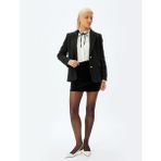 Koton Mini Kadife Etek Slim Fit Standart Bel - Siyah