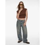 Koton Modal Karışımlı Slim Fit Bisiklet Yaka Kolsuz Crop Tişört - Kahve