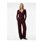 Koton Modal Kumaş Slim Fit Uzun Kollu Kruvaze Degaje Yaka Bluz