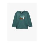 Koton Nakışlı Pamuklu Yeşil Erkek Bebek Uzun Kollu T-shirt 6Wmb10020Tk