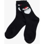 Koton Noel Baba Baskılı Soket Çorap Pamuklu - 9 Yaş - Siyah