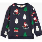 Koton Noel Baba Sweatshirt Yılbaşı Temalı Uzun Kollu - Lacivert - 24 - 36 Ay