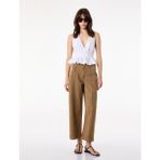 Koton Normal Bel Cep Detaylı Nervürlü Kısa Geniş Paça Pantolon - Culotte Jeans - Kahve - Regular - 40