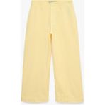 Koton Normal Bel Cep Detaylı Nervürlü Kısa Geniş Paça Pantolon - Culotte Jeans - Sarı - Regular - 40