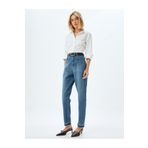 Koton Normal Bel Kısa Paça Düğmeli Denim Pantolon - Mom Fit Jeans