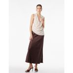 Koton Normal Bel Kloş Midi Saten Etek - Kahve - 40
