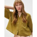 Koton Oversize Crop Gömlek Cepli Kısa Kollu Modal Karışımlı - 42 - Yeşil