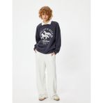 Koton Oversize Polo Yaka Sweatshirt Kolej Temalı Baskılı Şardonlu