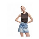 Koton Pamuklu Asimetrik Düğmeli Cepli Denim Mini Etek